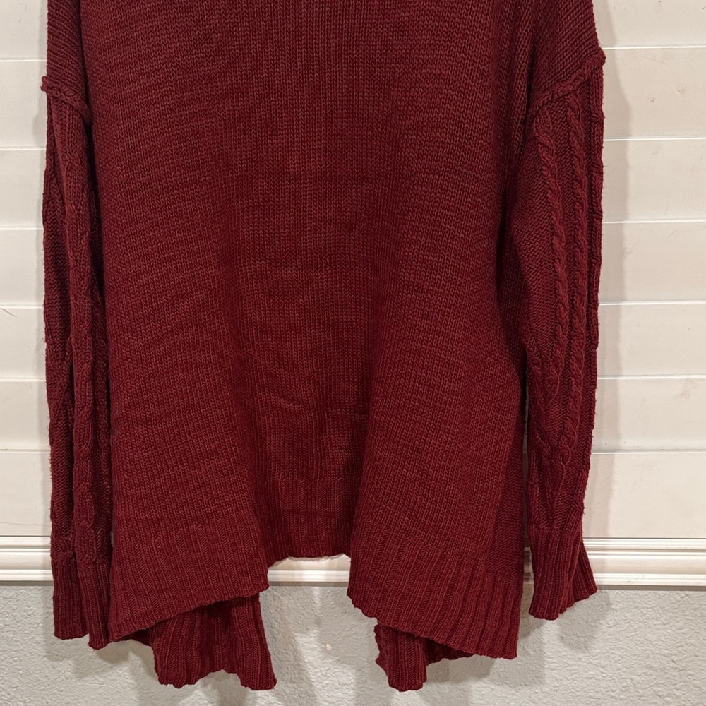 Arizona Love Deep Red Open-Front Cardigan - Picture 6 of 6